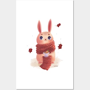 Bunny on red scarf Posters and Art